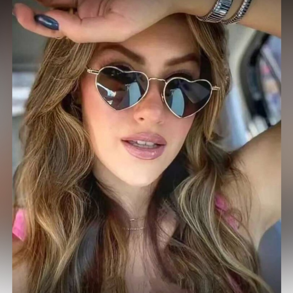 Heart-Shaped Gold Sunglasses